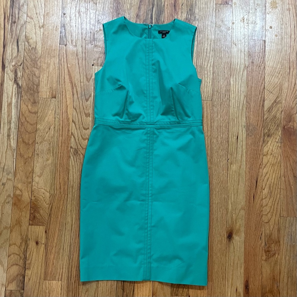 Ann Taylor Green Sheath Zipper Dress 0P